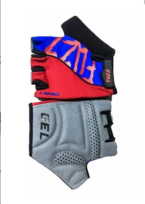 Перчатки лайкра X-SERIES красно-синие, р-р L, с петельками, GEL, на липучке FUZZ