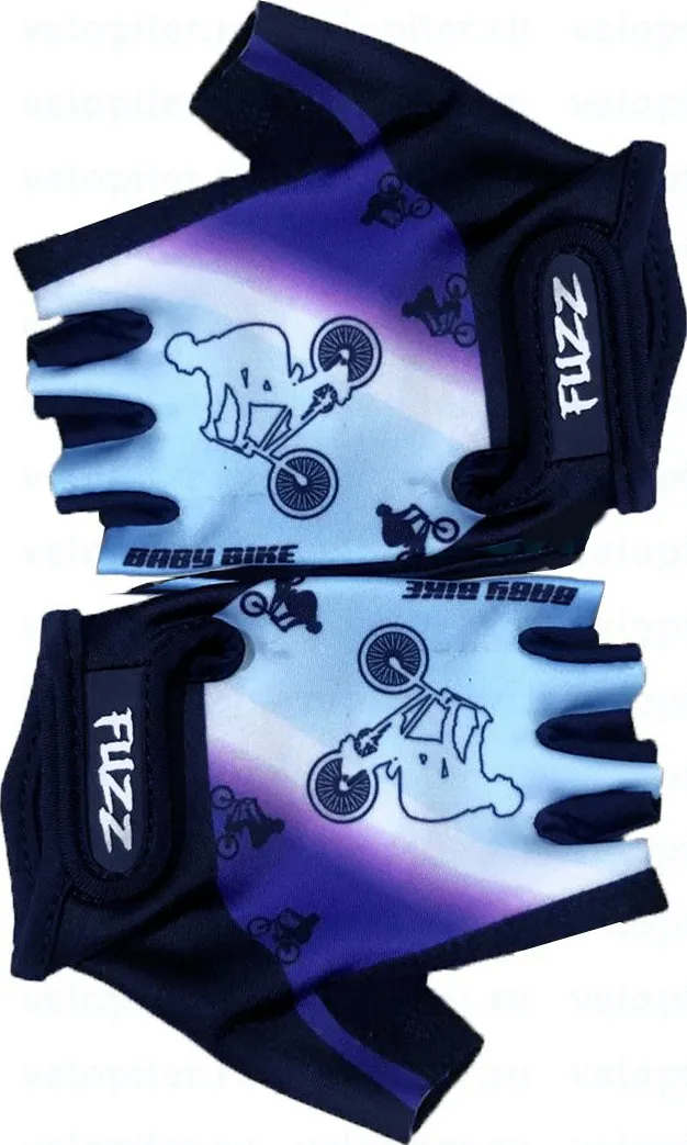 Перчатки дет лайкра BIKE бело-голубые р-р 8/L GRIP GEL FUZZ