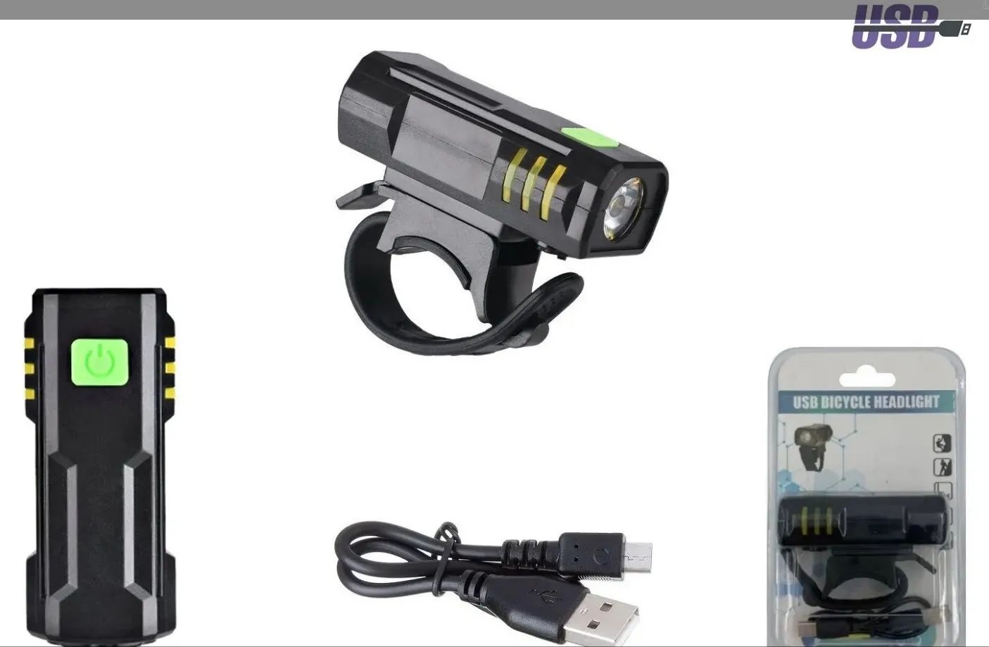 Фара передняя RAPIDO, P40 LED, USB кабель, аккумулятор 800 mAh, 300 lumens, 3 режима работы, QX-Q11