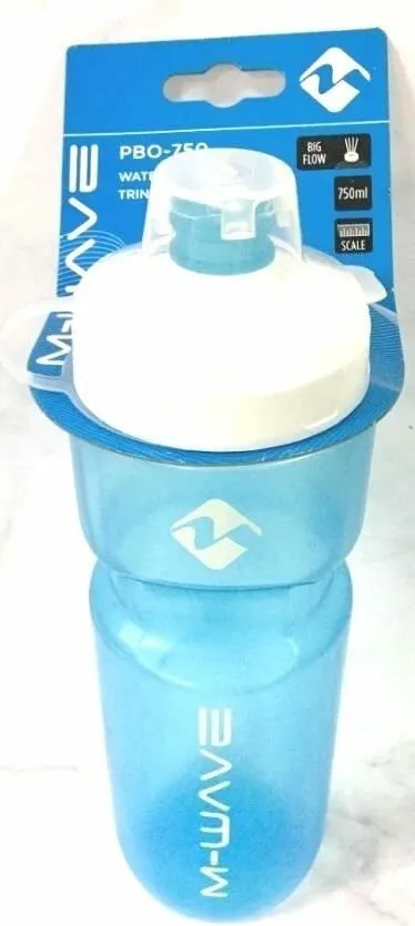 Фляга M-WAVE пластиковая 0,75л с крышкой, с широким соском, голубая