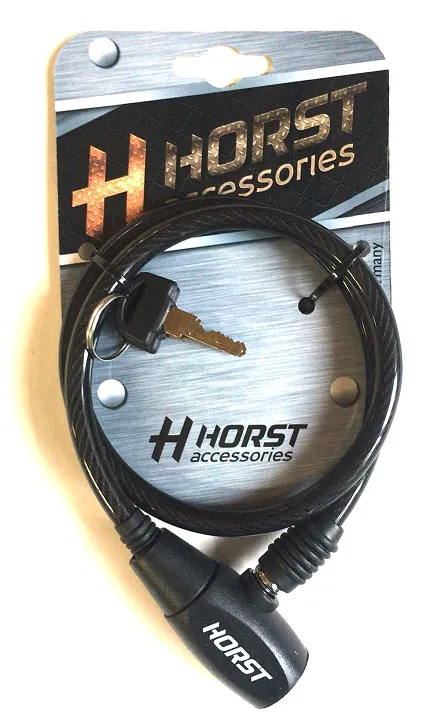 Замок вело HORST 8х650мм автом. на ключе черный